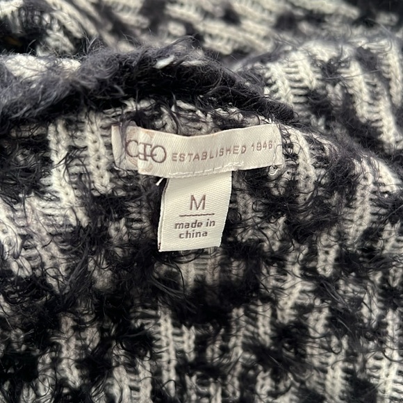 Cato Black/White Hooded Sleeveless Long Cardigan Super Soft Eyelash Sweater - Picture 4 of 6